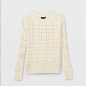 Club Monaco open stitch stretch sweater in cream
